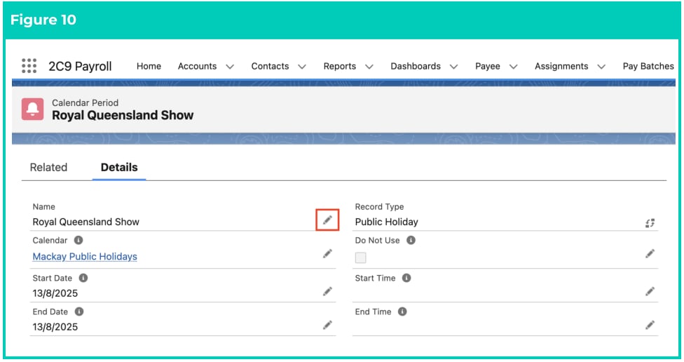 Screenshot from QRG Clone a Public Holiday Calender