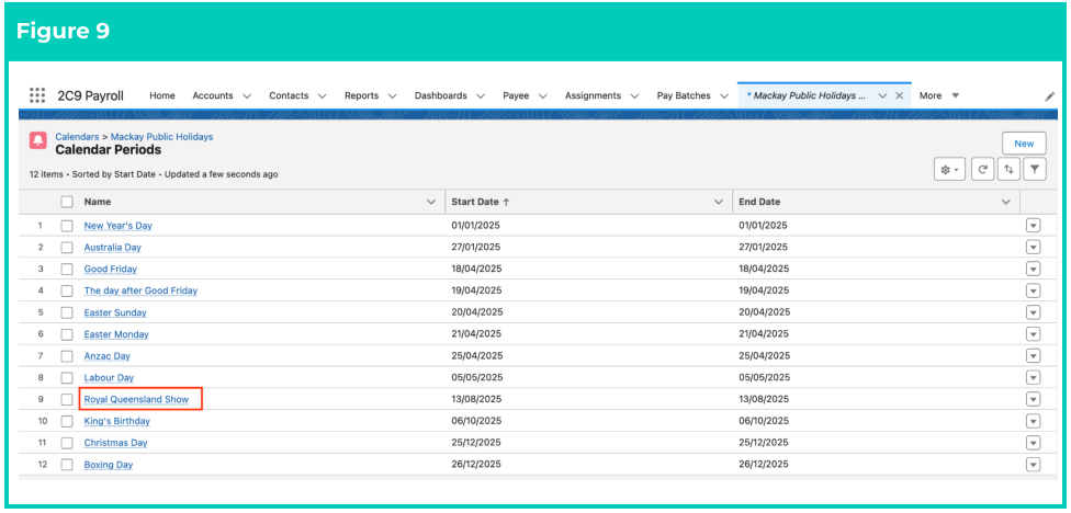 Screenshot from QRG Clone a Public Holiday Calender