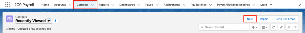Screenshot from QRG Create a Contact - Client