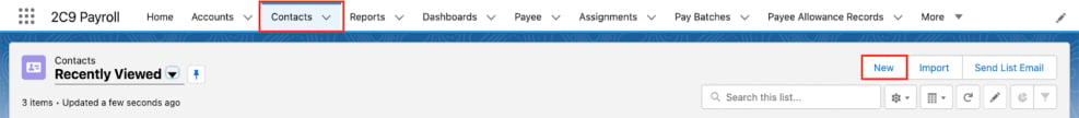 Screenshot from QRG Create a Contact - Client