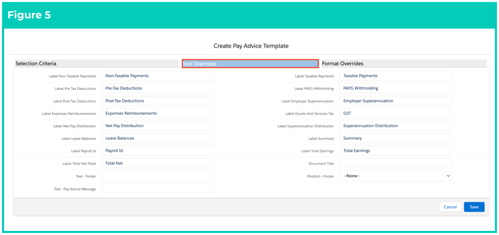 Screenshot from QRG Create a Pay Advice Template