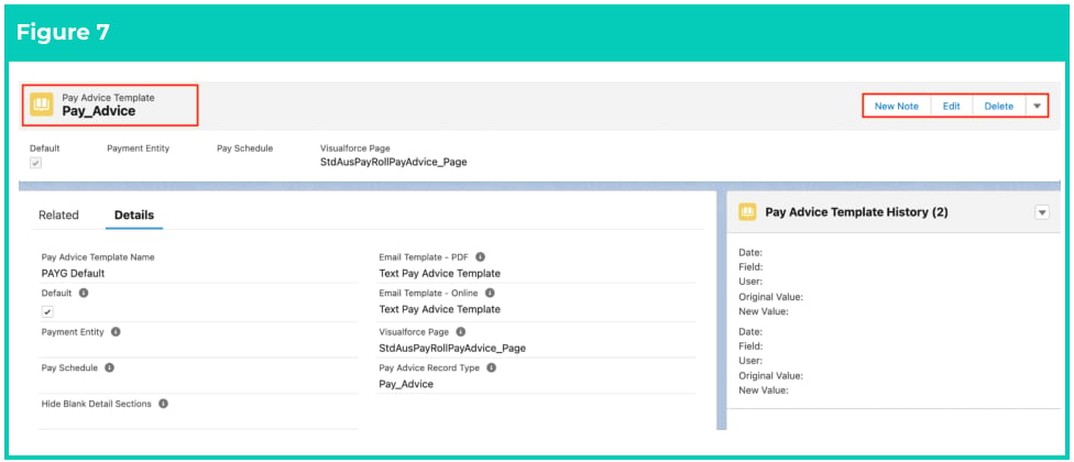 Screenshot from QRG Create a Pay Advice Template