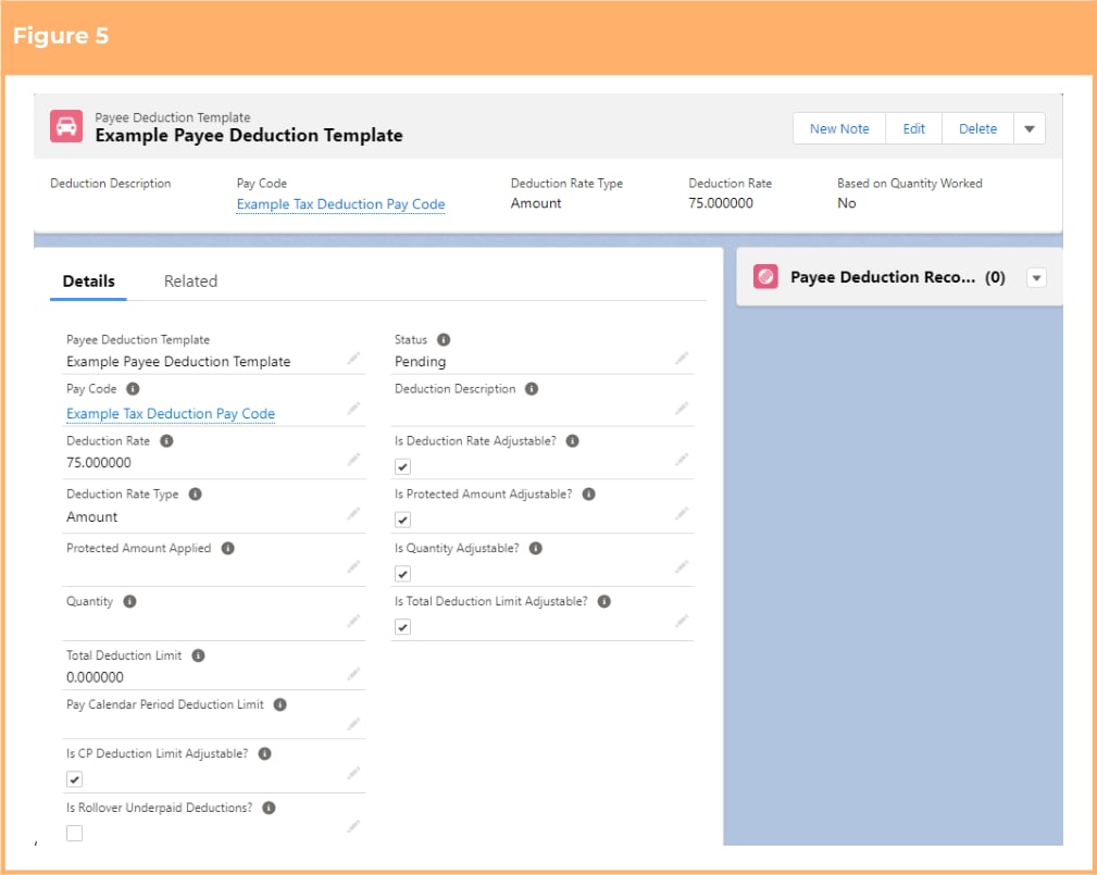 Screenshot from QRG Create a Payee Deduction Template