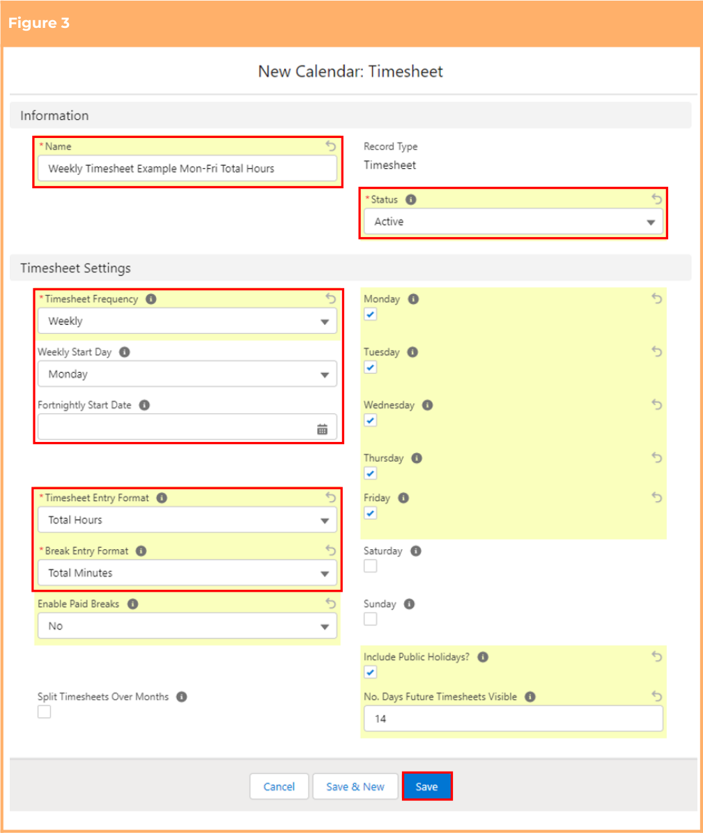 Screenshot from QRG Create a Timesheet Calendar
