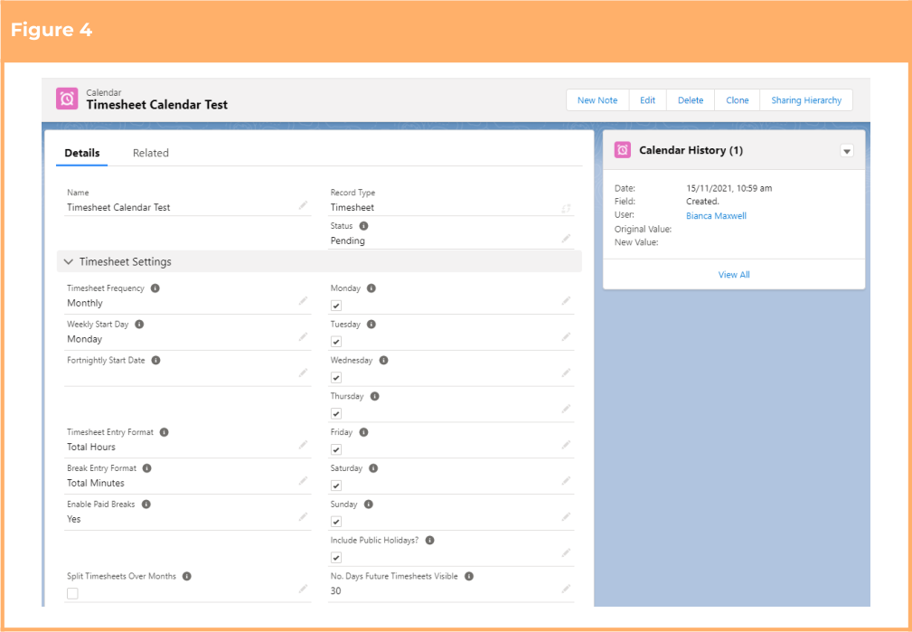 Screenshot from QRG Create a Timesheet Calendar