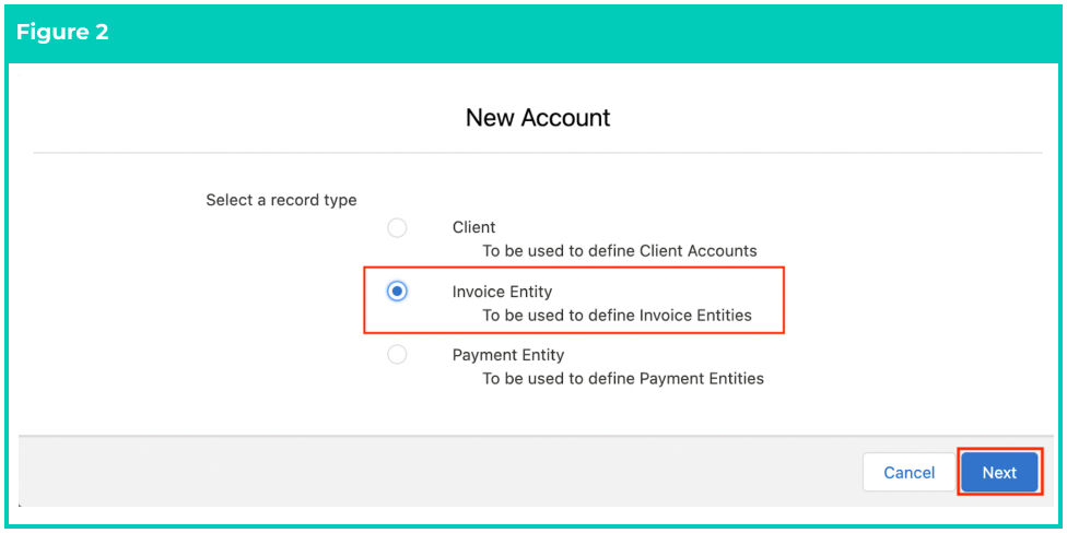 Screenshot from QRG Create an Account - Invoice Entity