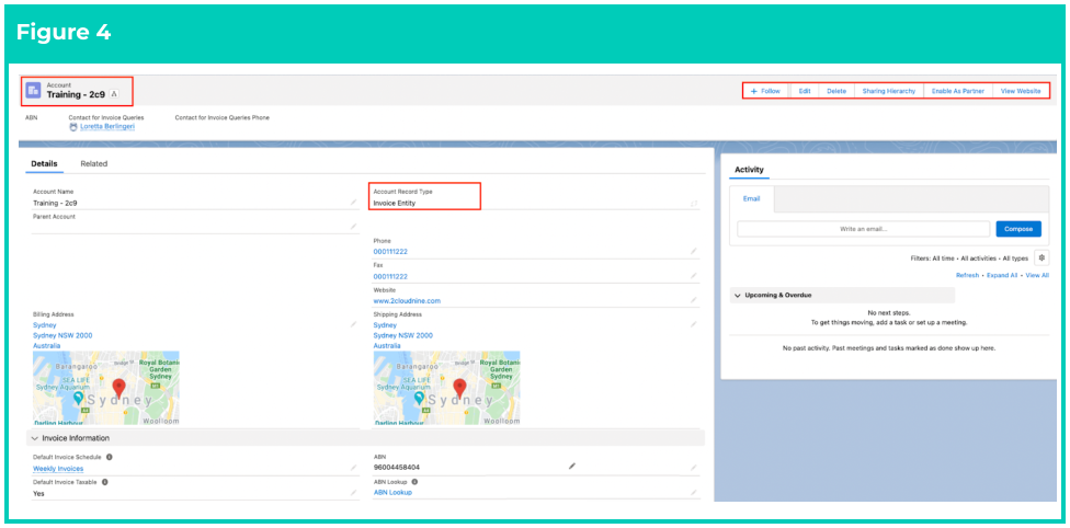 Screenshot from QRG Create an Account - Invoice Entity