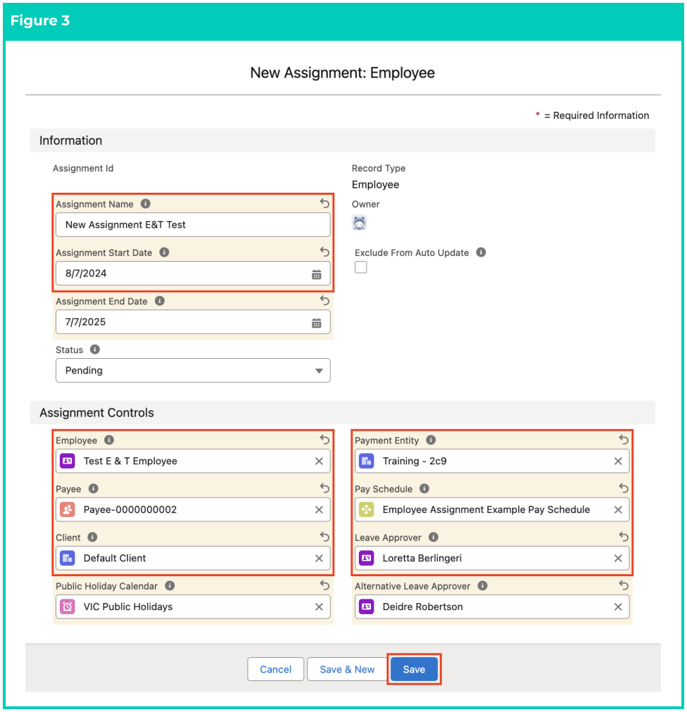 Screenshot from QRG Create an Assignment - Employee