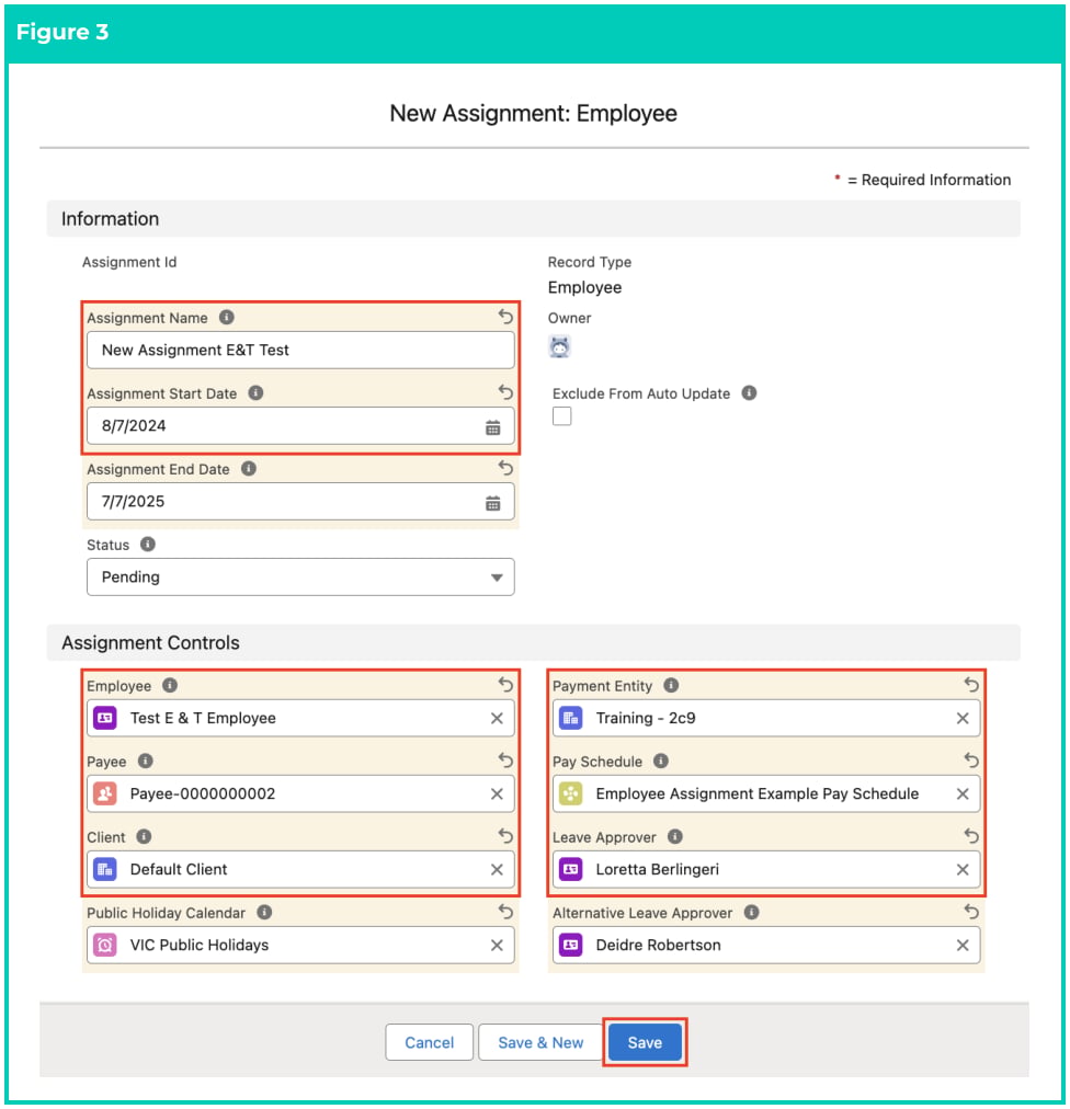 Screenshot from QRG Create an Assignment - Employee