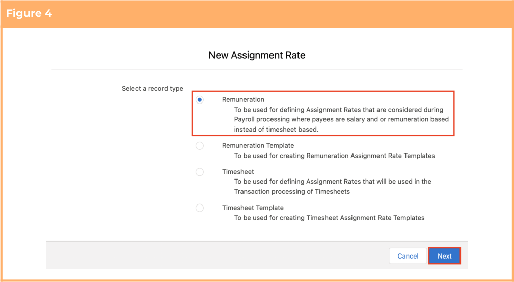 Screenshot from QRG Create an Assignment Rate record - Remuneration
