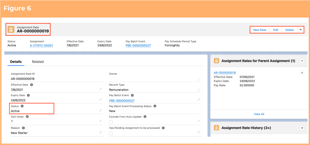 Screenshot from QRG Create an Assignment Rate record - Remuneration
