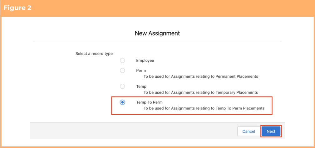 Screenshot from QRG Create an Assignment - Temp to Perm