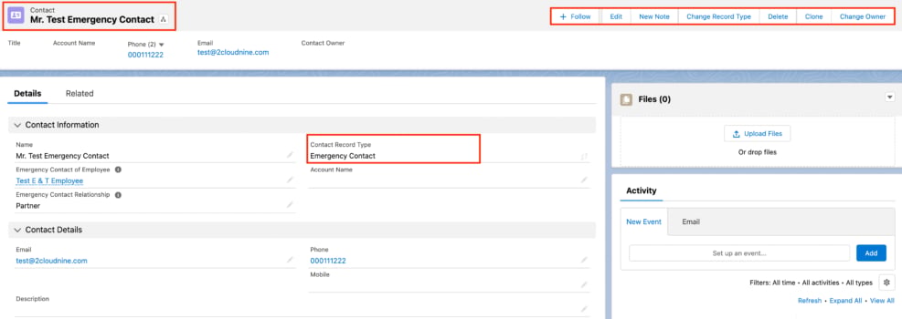 Screenshot from QRG Create an Emergency Contact