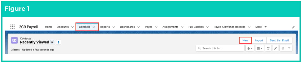 Screenshot from QRG Create an Employee - Contact