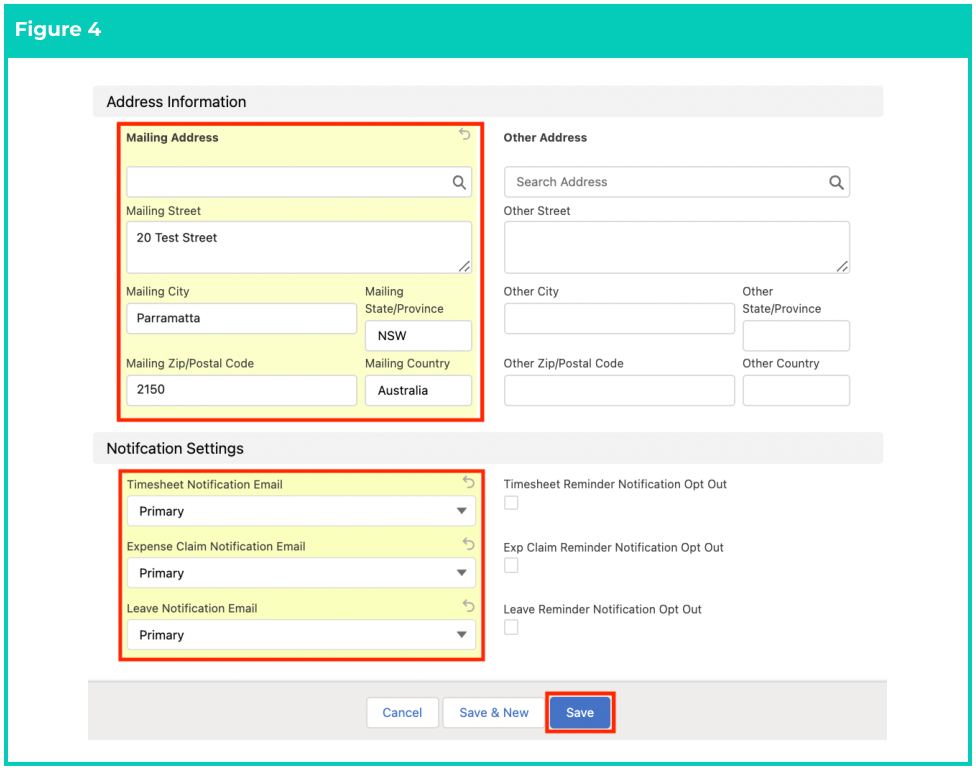 Screenshot from QRG Create an Employee - Contact