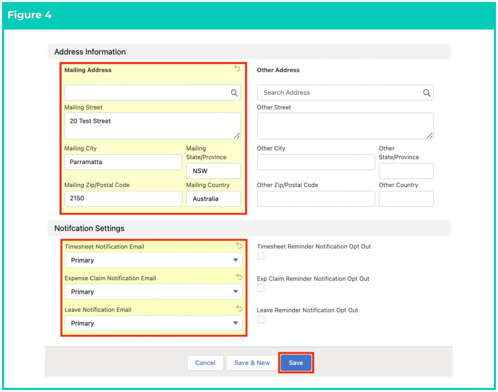 Screenshot from QRG Create an Employee - Contact