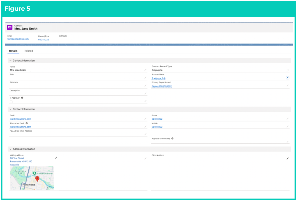 Screenshot from QRG Create an Employee - Contact