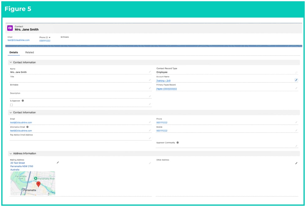Screenshot from QRG Create an Employee - Contact