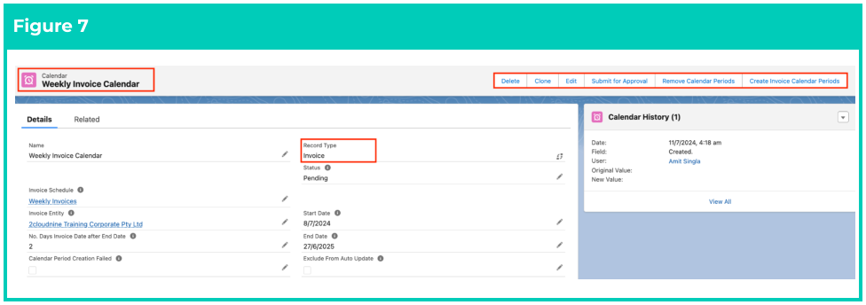 Screenshot from QRG Create Invoice Calendar & Calendar Periods