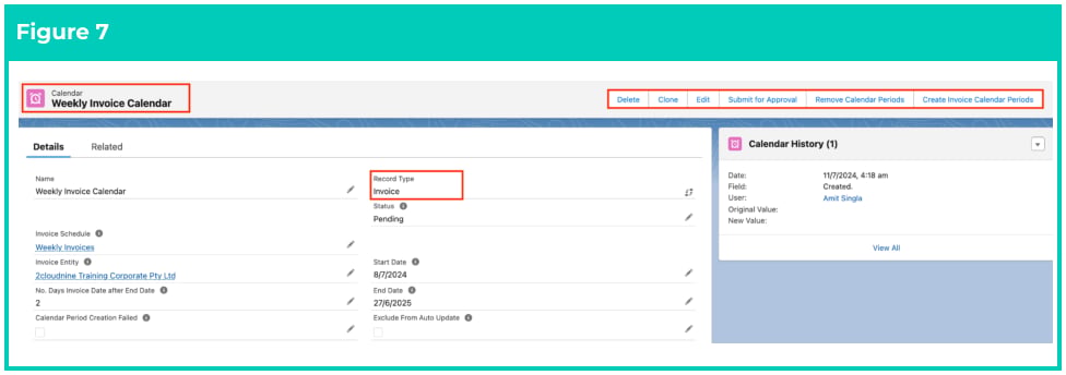 Screenshot from QRG Create Invoice Calendar & Calendar Periods