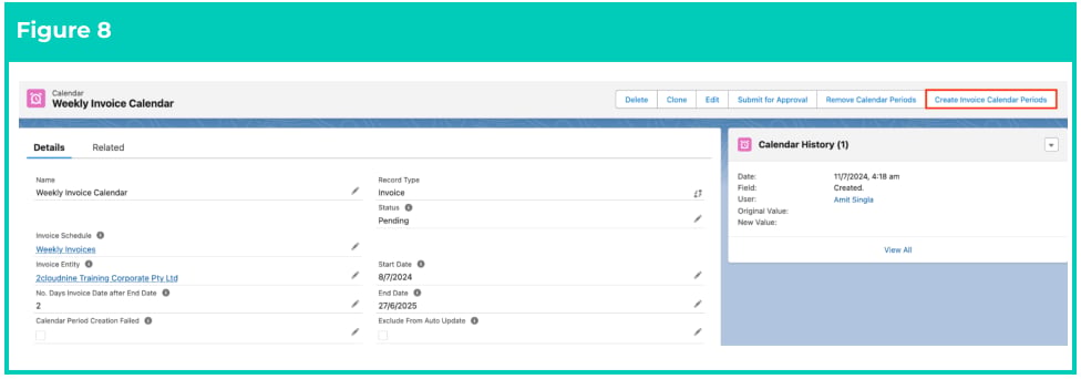 Screenshot from QRG Create Invoice Calendar & Calendar Periods