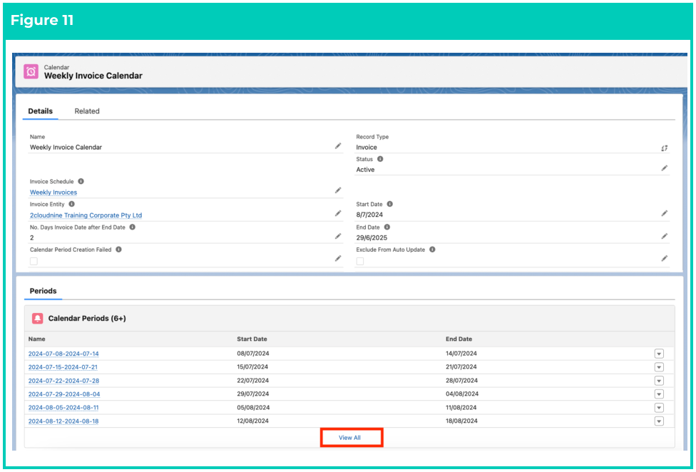 Screenshot from QRG Create Invoice Calendar & Calendar Periods