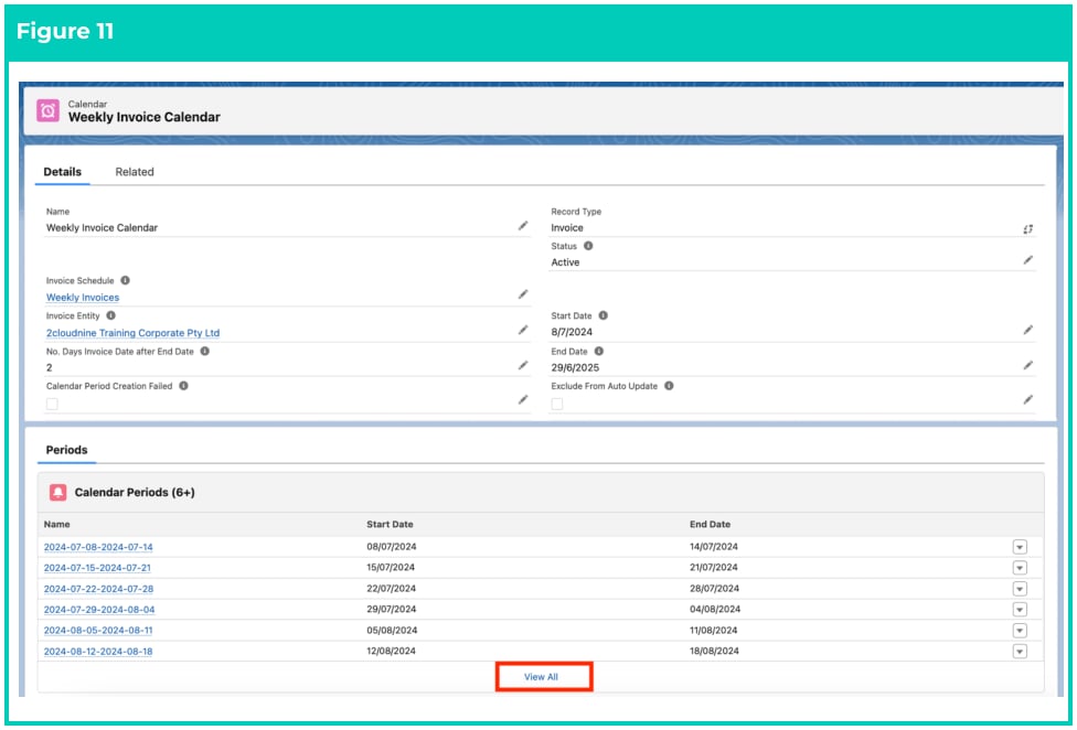 Screenshot from QRG Create Invoice Calendar & Calendar Periods