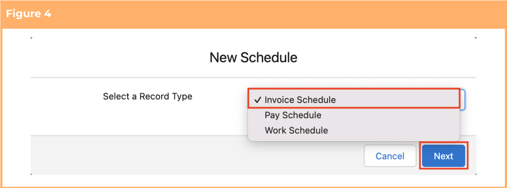Screenshot from QRG Create Invoice Schedules