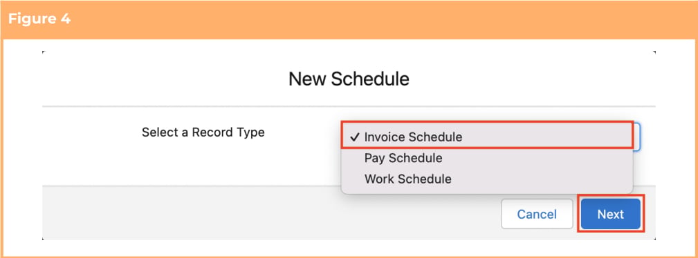 Screenshot from QRG Create Invoice Schedules