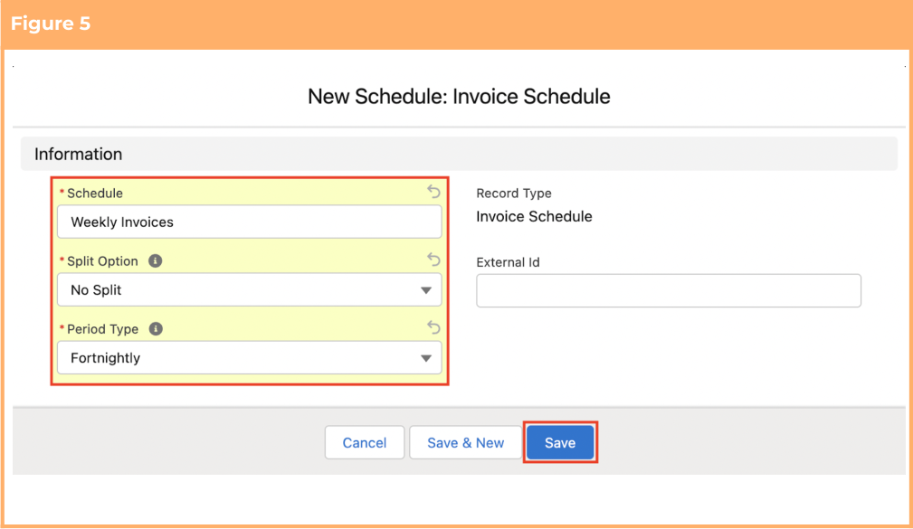 Screenshot from QRG Create Invoice Schedules