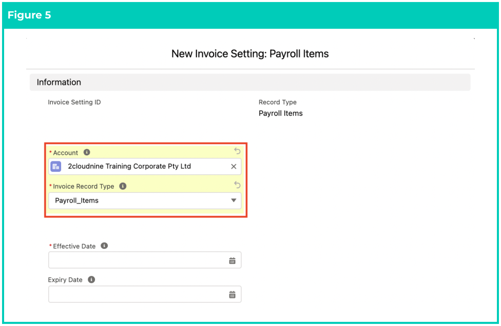Screenshot from QRG Create Invoice Settings