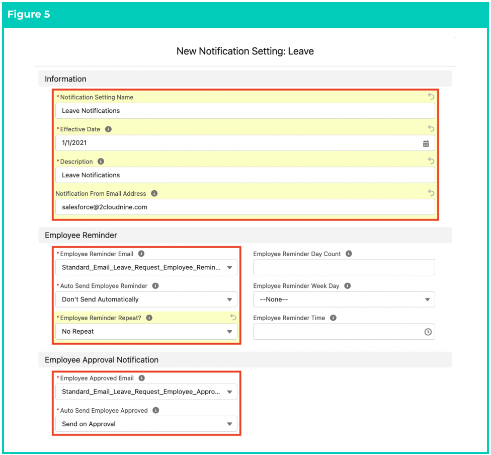 Screenshot from QRG Create Notification Settings - Leave
