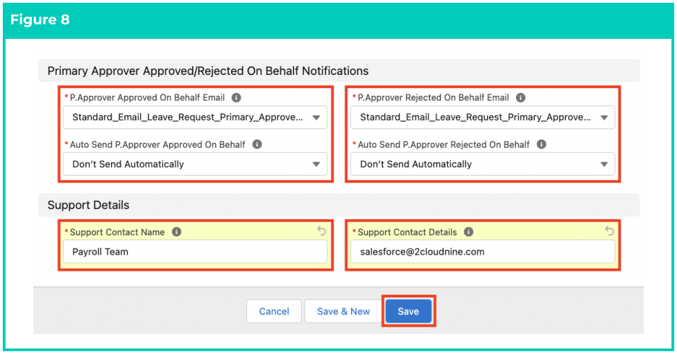 Screenshot from QRG Create Notification Settings - Leave