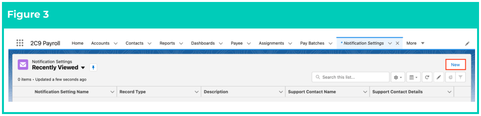 Screenshot from QRG Create Notification Settings - Timesheet