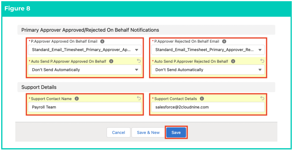 Screenshot from QRG Create Notification Settings - Timesheet