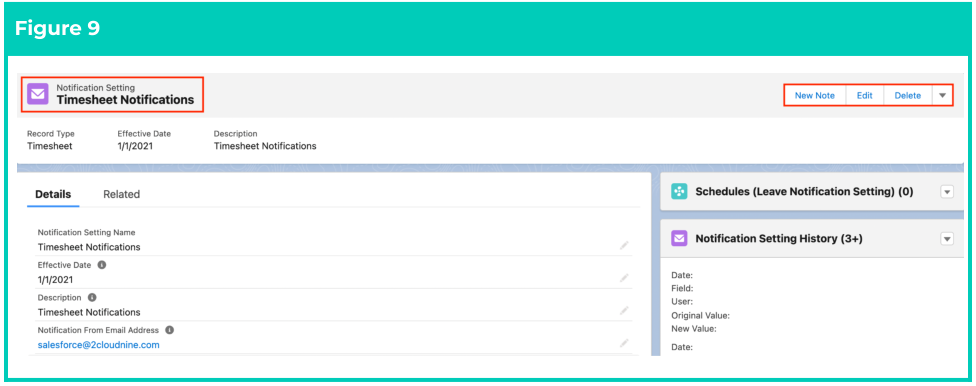 Screenshot from QRG Create Notification Settings - Timesheet