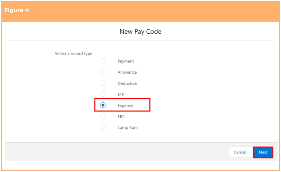 Screenshot from QRG Create Pay Codes - Expense Pay Codes