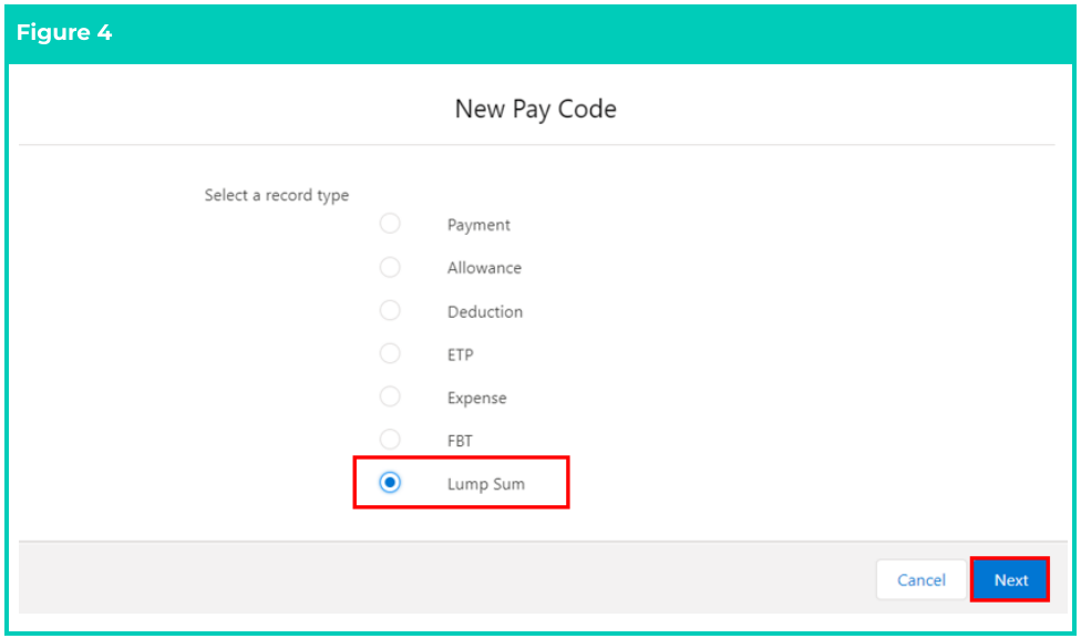 Screenshot from QRG Create Pay Codes - Lump Sum Pay Codes