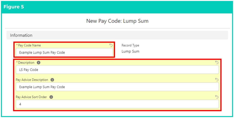Screenshot from QRG Create Pay Codes - Lump Sum Pay Codes