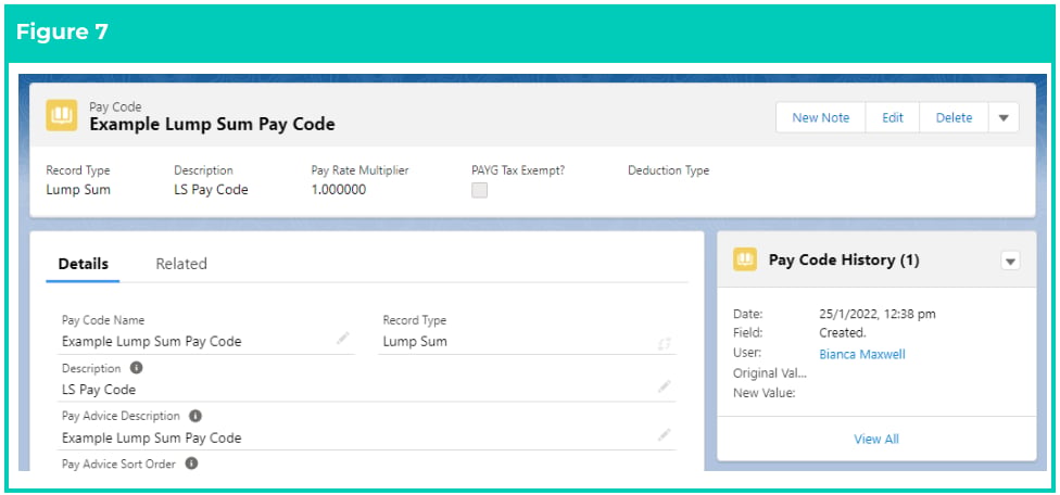 Screenshot from QRG Create Pay Codes - Lump Sum Pay Codes