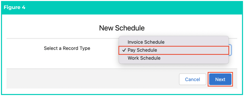 Screenshot from QRG Create Pay Schedules