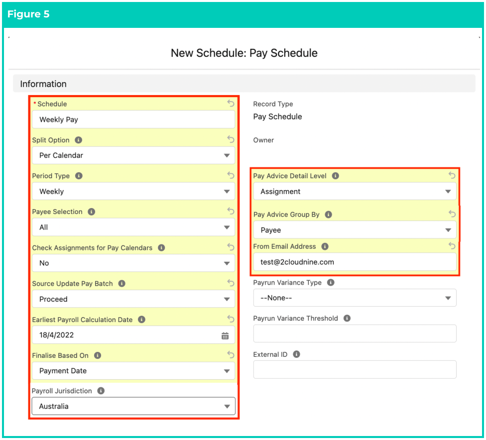 Screenshot from QRG Create Pay Schedules
