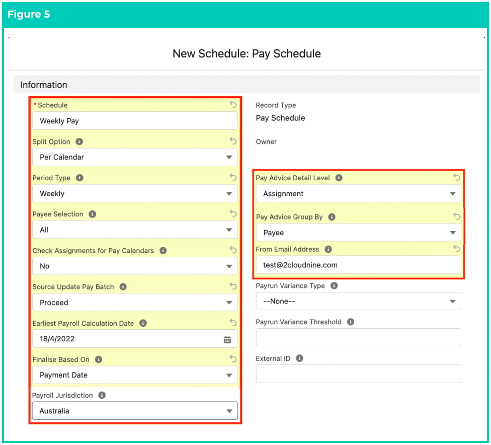 Screenshot from QRG Create Pay Schedules