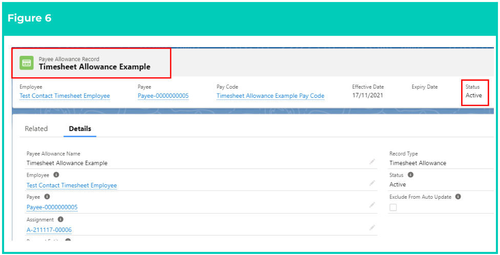 Screenshot from QRG Create Payee Allowances - Timesheet
