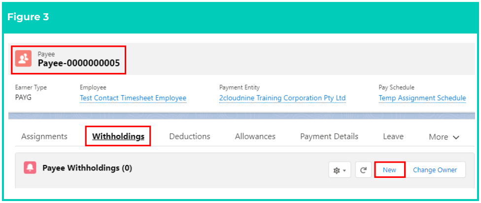 Screenshot from QRG Create Payee Withholdings - AU GST