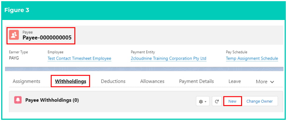 Screenshot from QRG Create Payee Withholdings - AU GST
