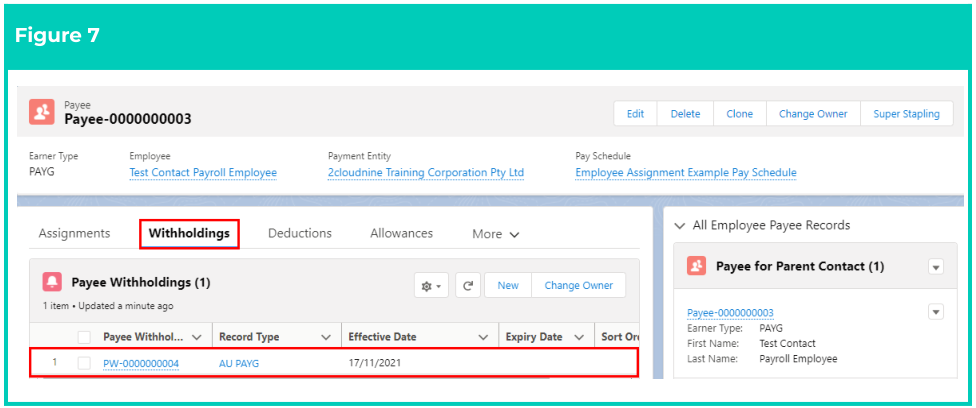 Screenshot from QRG Create Payee Withholdings - AU PAYG