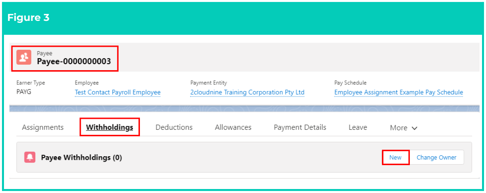 Screenshot from QRG Create Payee Withholdings - Superannuation