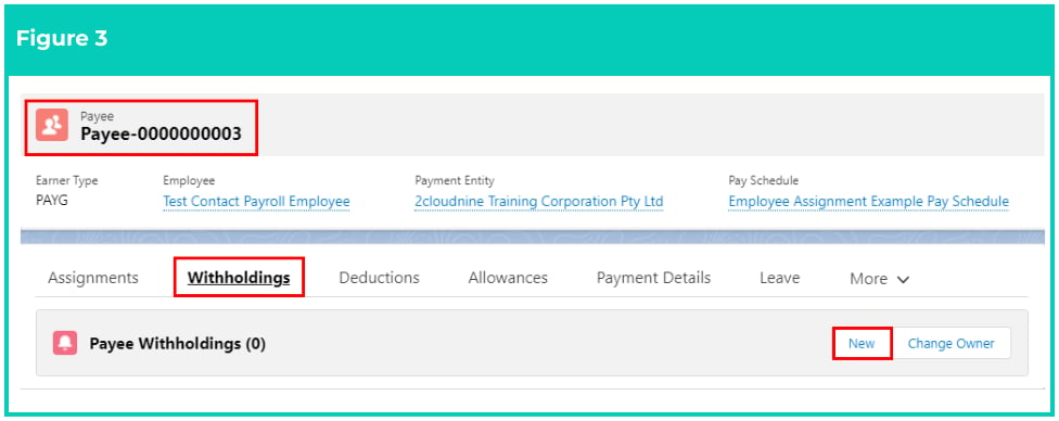 Screenshot from QRG Create Payee Withholdings - Superannuation