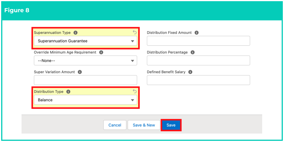 Screenshot from QRG Create Payee Withholdings - Superannuation